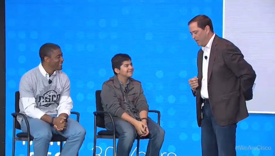 Brandon on stage with Cisco CEO Chuck Robbins